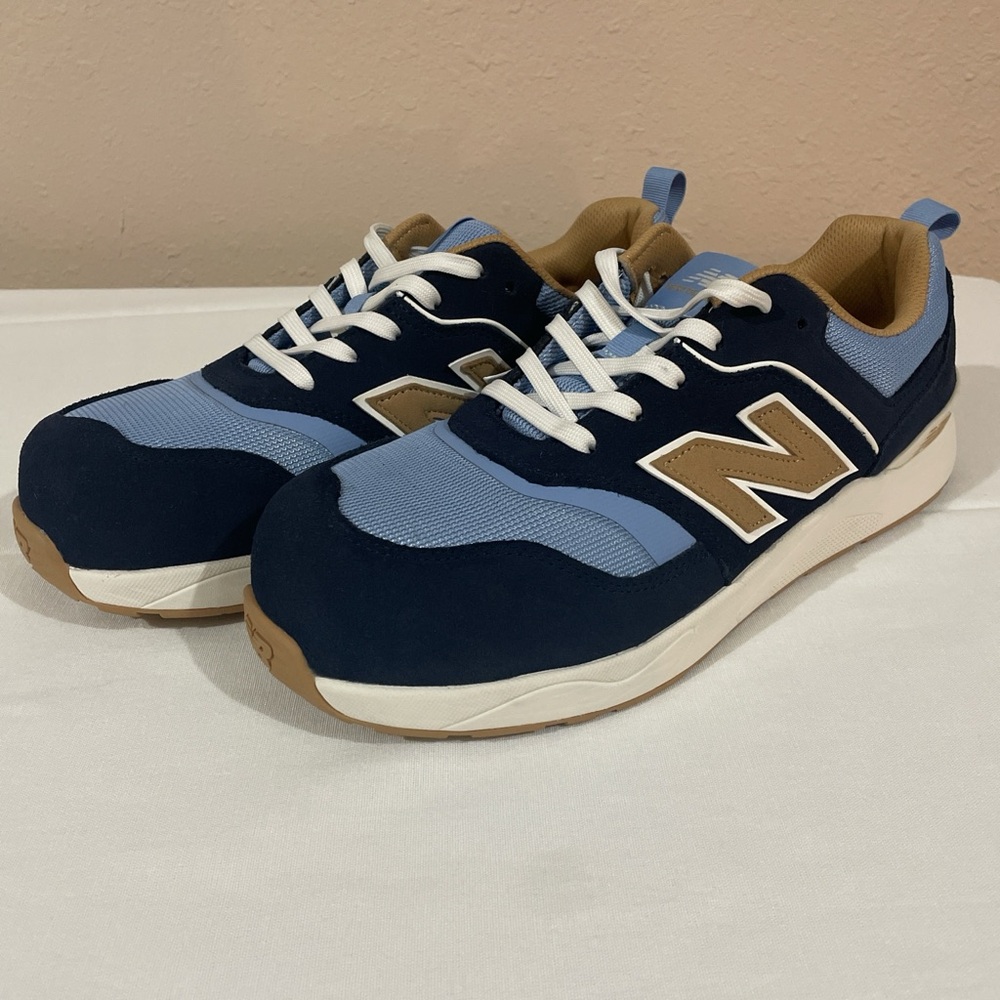 New Balance Men's Navy and Beige Sneakers Steel Toe